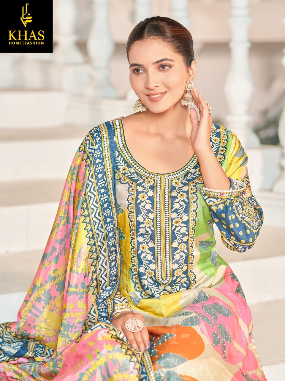 Design 4450-4451 Khas Viscose Muslin Pakistani Readymade Suits Wholesale Price