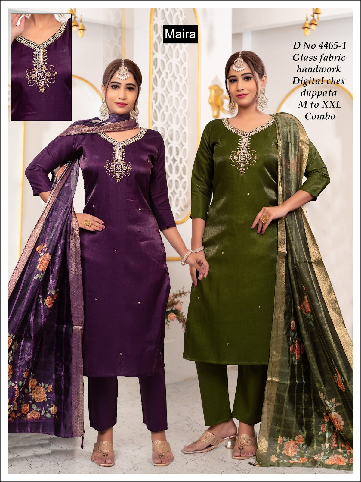 Design 4465 1-5 Maira Roman Readymade Pant Style Suits Supplier India