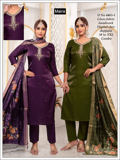 Design 4465 1-5 Maira Roman Readymade Pant Style Suits Supplier India