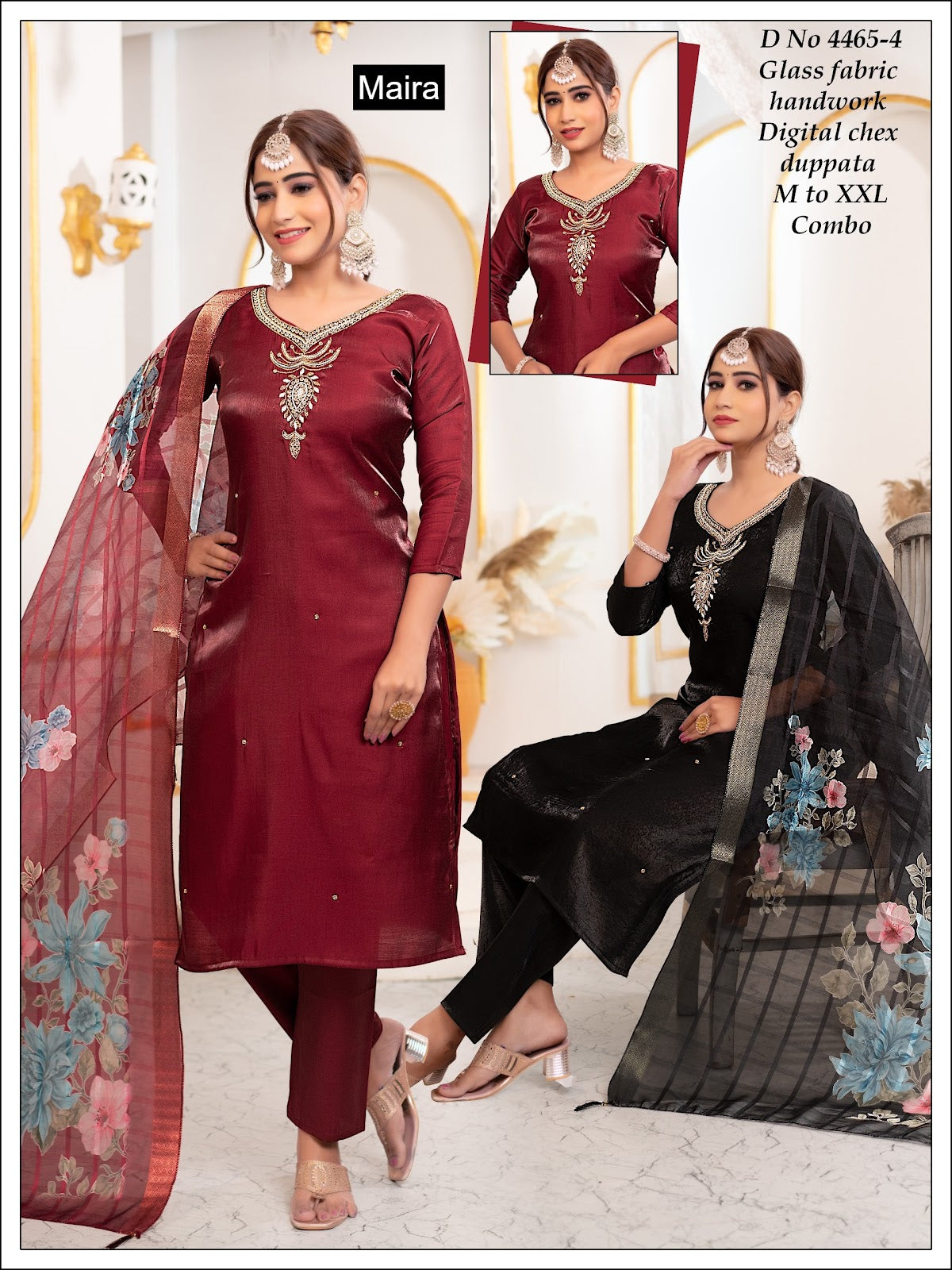 Design 4465 1-5 Maira Roman Readymade Pant Style Suits Supplier India