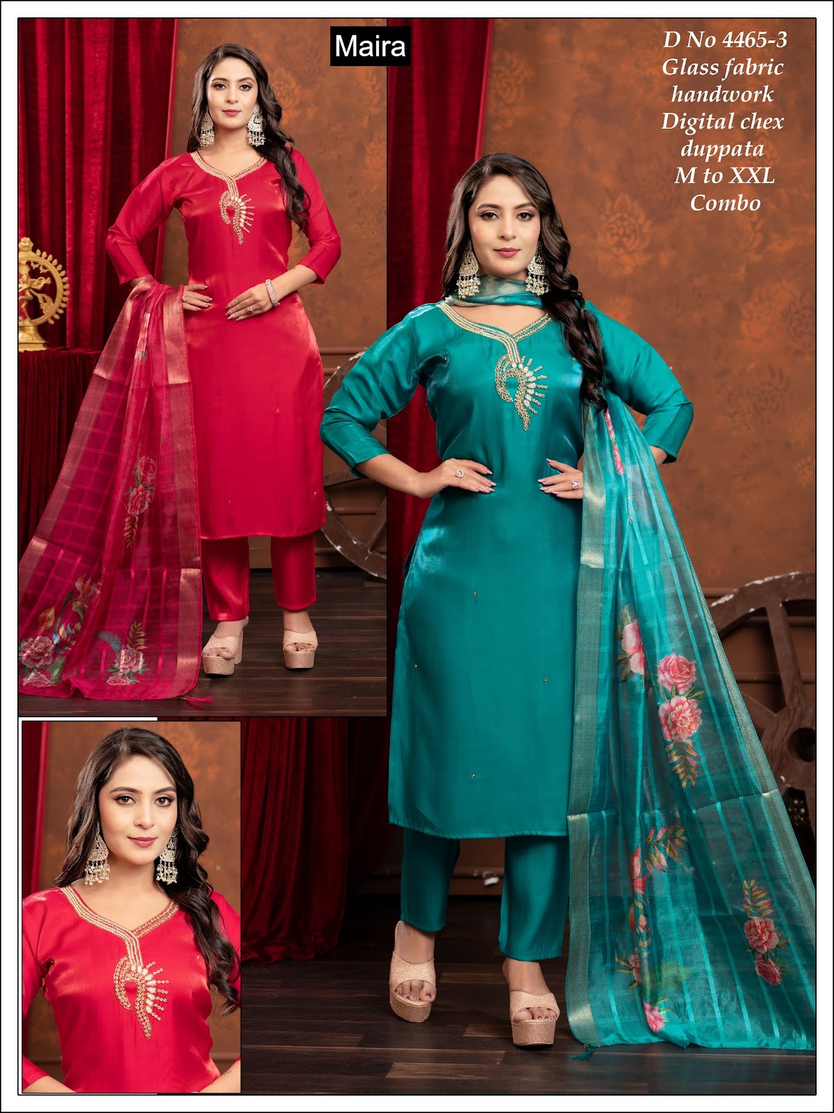 Design 4465 1-5 Maira Roman Readymade Pant Style Suits Supplier India