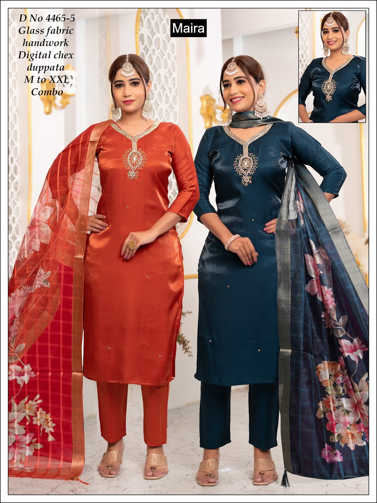 Design 4465 1-5 Maira Roman Readymade Pant Style Suits Supplier India