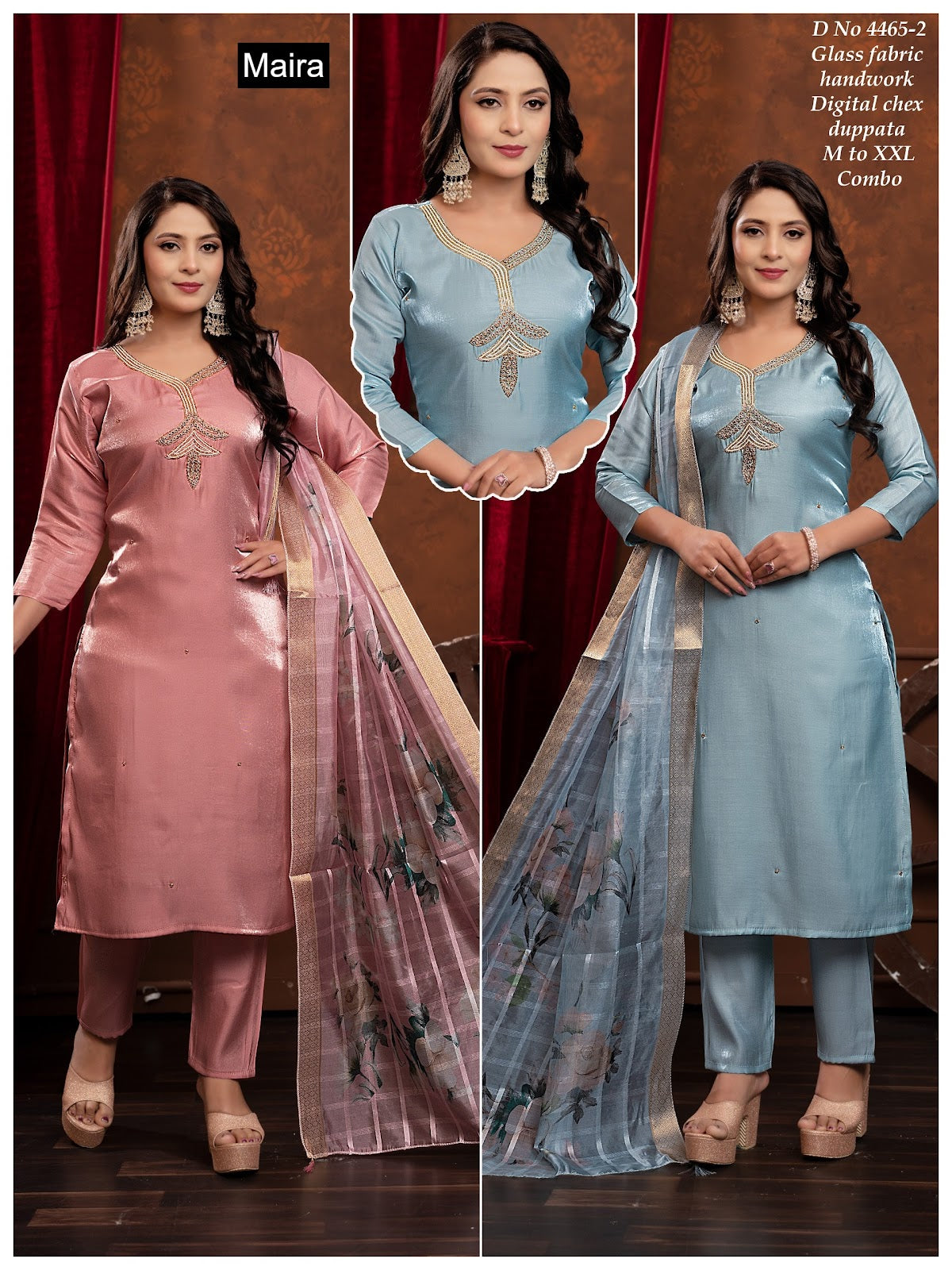 Design 4465 1-5 Maira Roman Readymade Pant Style Suits Supplier India