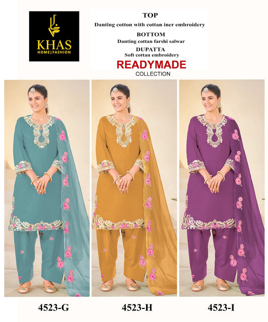 Design 4523 Ghi Khas Cotton Pakistani Readymade Suits Supplier Gujarat