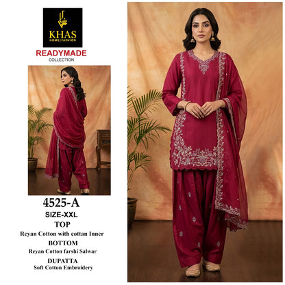 Design 4525 Khas Cotton Pakistani Readymade Suits Wholesaler India