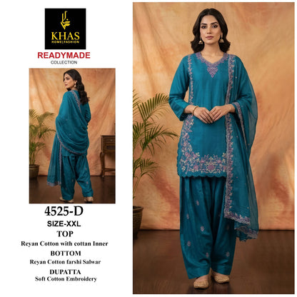 Design 4525 Khas Cotton Pakistani Readymade Suits Wholesaler India