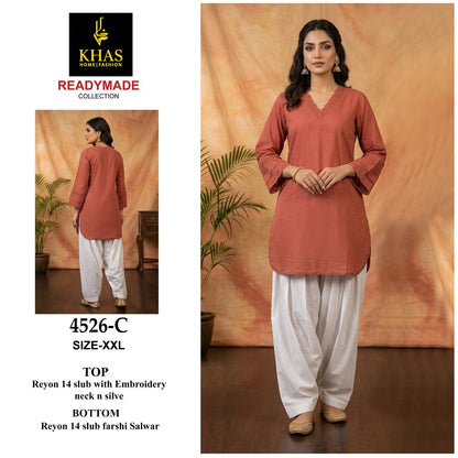 Design 4526 Khas Reyon Kurti Bottom Set Supplier Gujarat