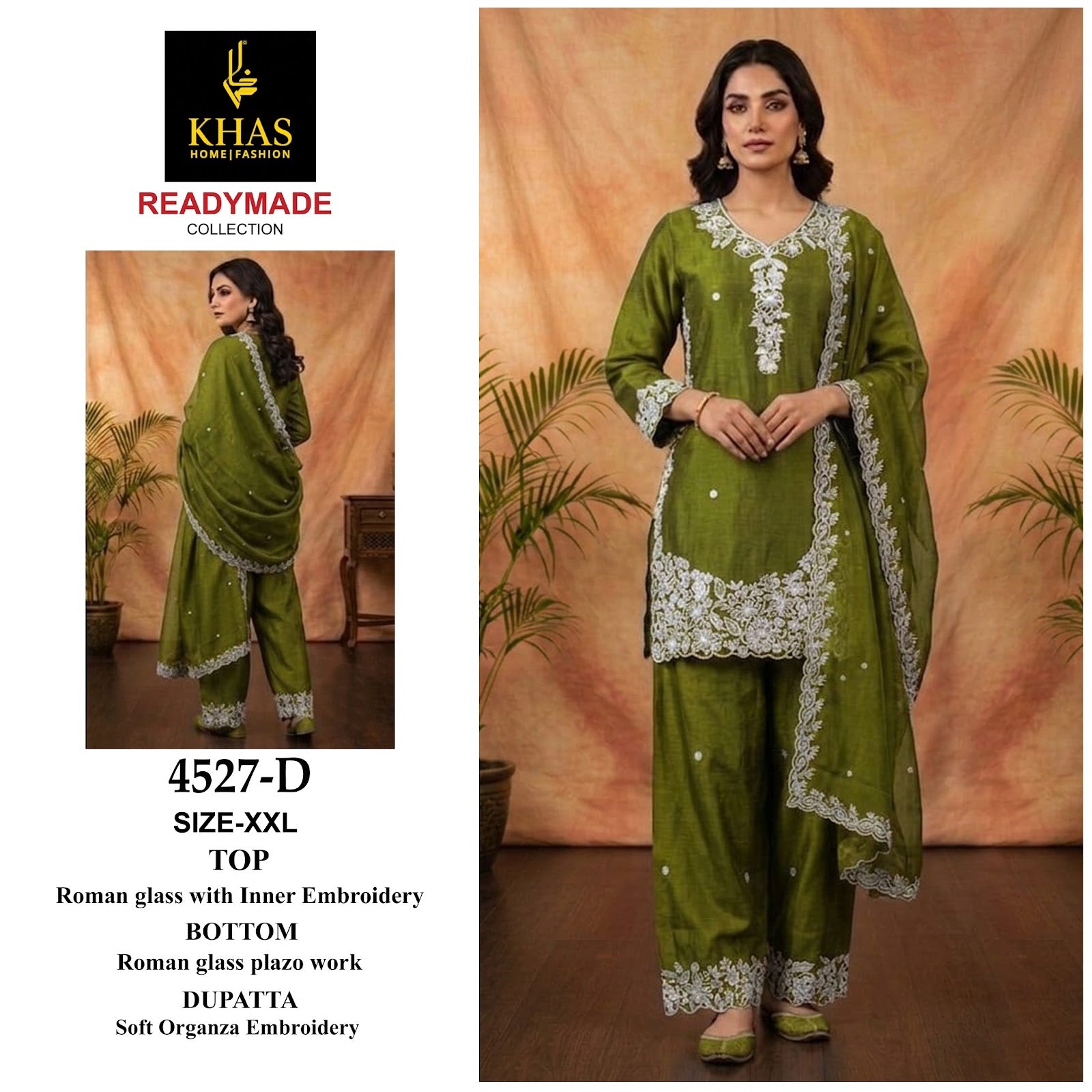Design 4527 Khas Roman Pakistani Readymade Suits Exporter India