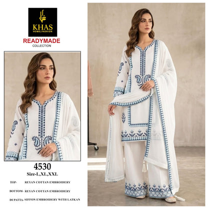 Design 4529-4531 Khas Cotton Rayon Pakistani Readymade Suits Supplier Gujarat