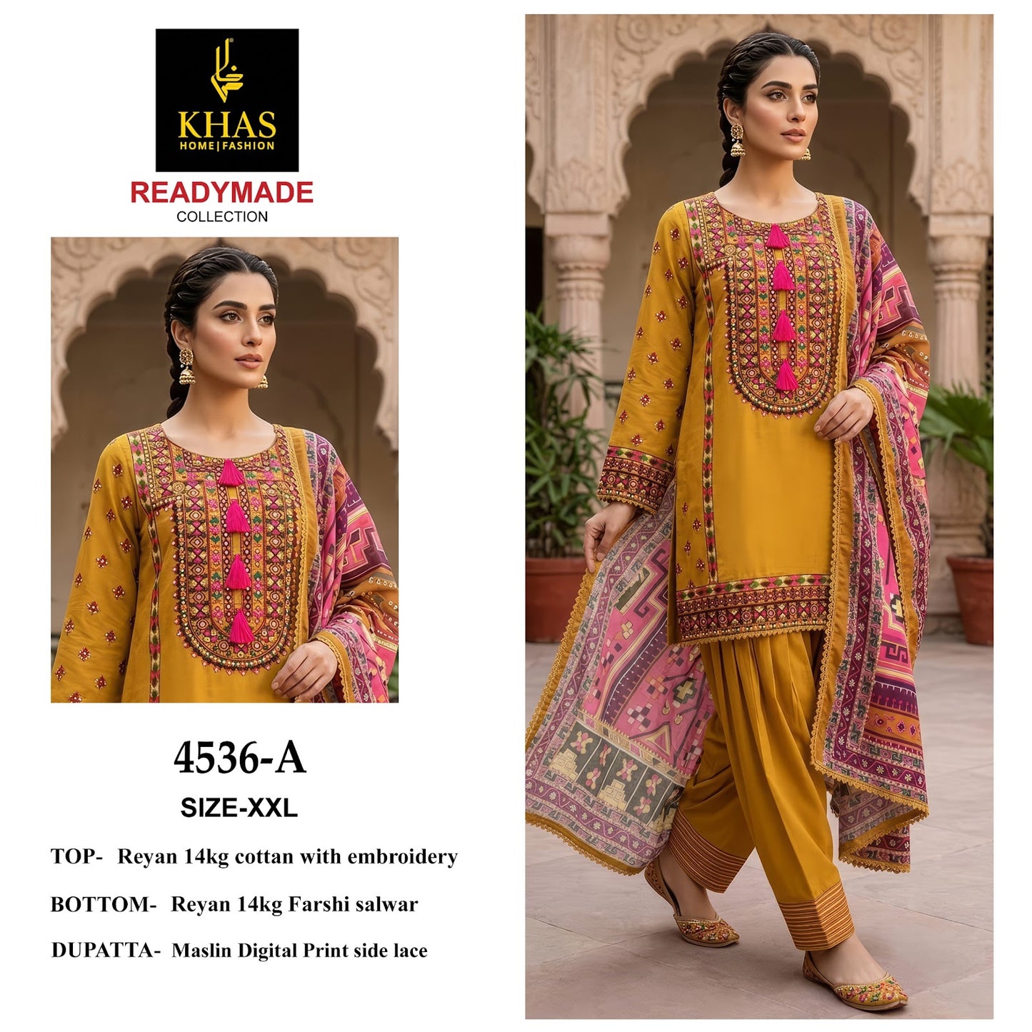 Design 4536 Khas Reyon Pakistani Readymade Suits Exporter India