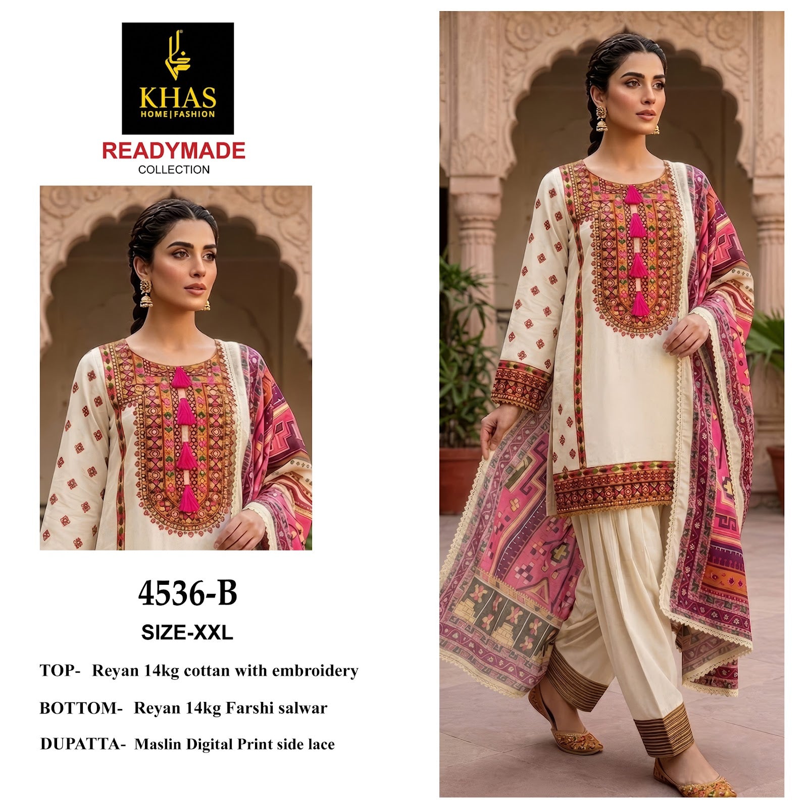 Design 4536 Khas Reyon Pakistani Readymade Suits Exporter India