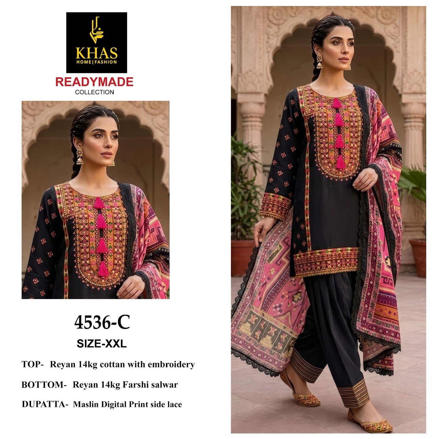 Design 4536 Khas Reyon Pakistani Readymade Suits Exporter India