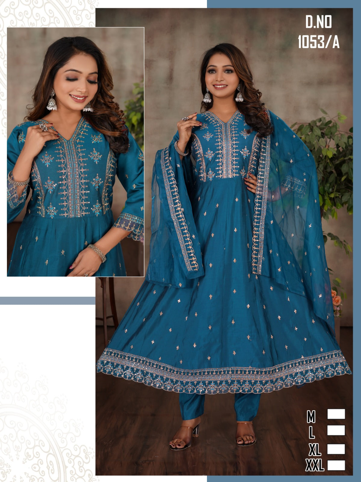 Design 46-47-53-54Ab Ladli Roman Silk Readymade Anarkali Suits Wholesaler India
