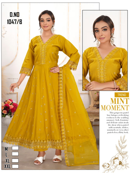 Design 46-47-53-54Ab Ladli Roman Silk Readymade Anarkali Suits Wholesaler India