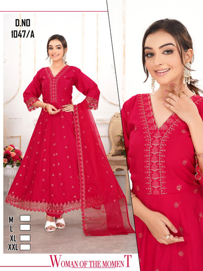 Design 46-47-53-54Ab Ladli Roman Silk Readymade Anarkali Suits Wholesaler India