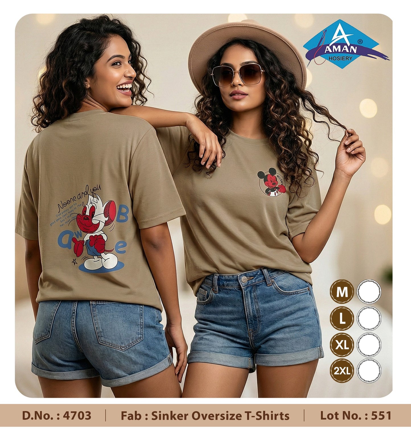 Design 4703 Aman Sinker Women Oversized Tshirt Supplier Ahmedabad