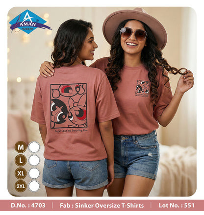 Design 4703 Aman Sinker Women Oversized Tshirt Supplier Ahmedabad