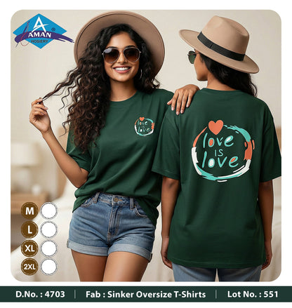 Design 4703 Aman Sinker Women Oversized Tshirt Supplier Ahmedabad