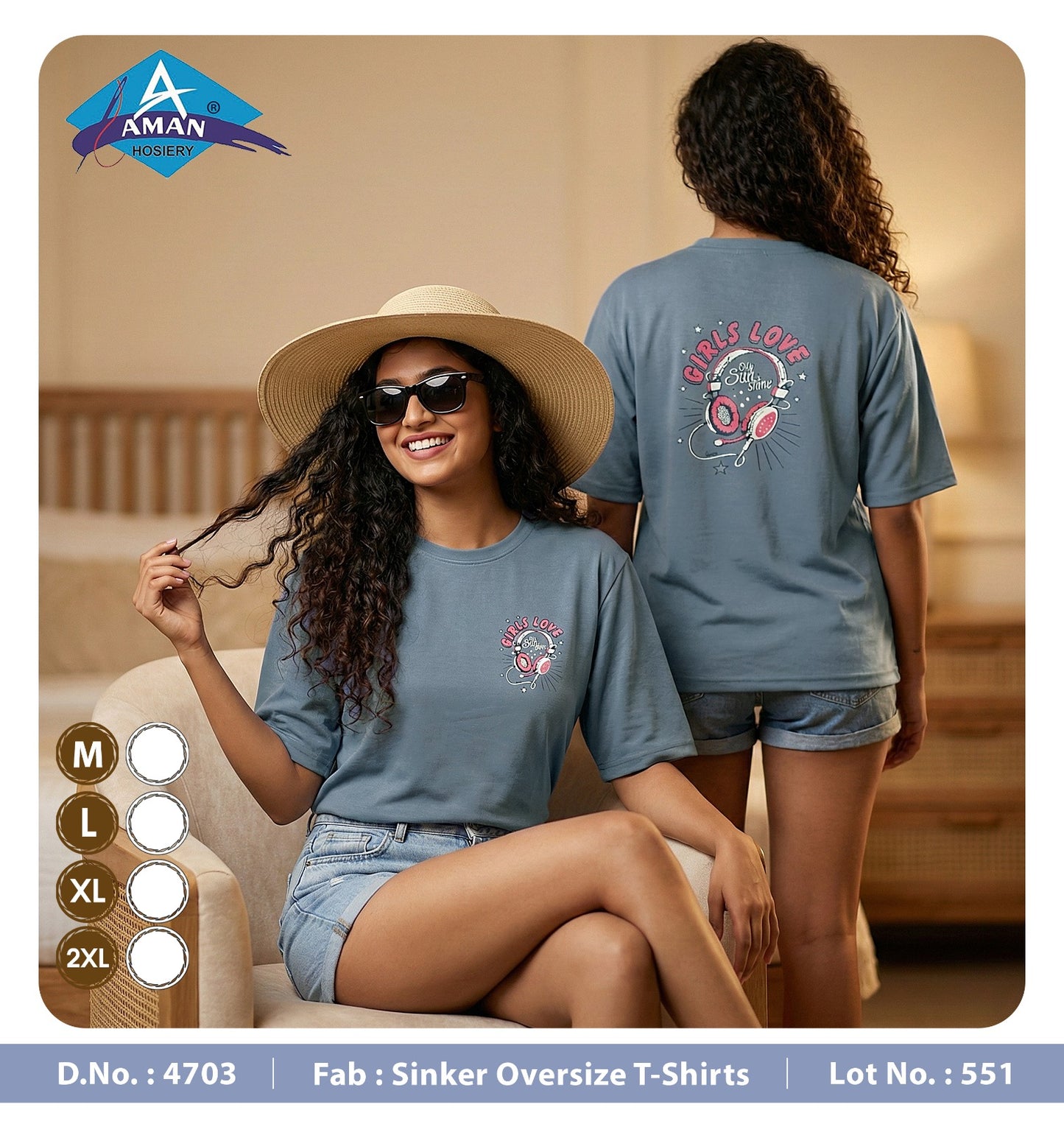 Design 4703 Aman Sinker Women Oversized Tshirt Supplier Ahmedabad