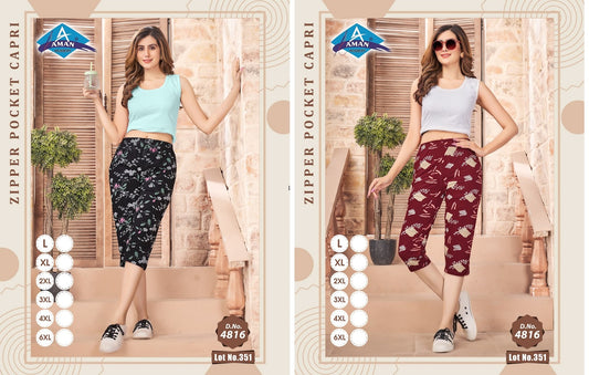 Design 4816 Aman Hanso Hosiery Womens Capri Manufacturer Gujarat