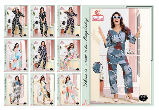 Design 49-58 Kasual Reyon Co Ord Set Manufacturer Ahmedabad