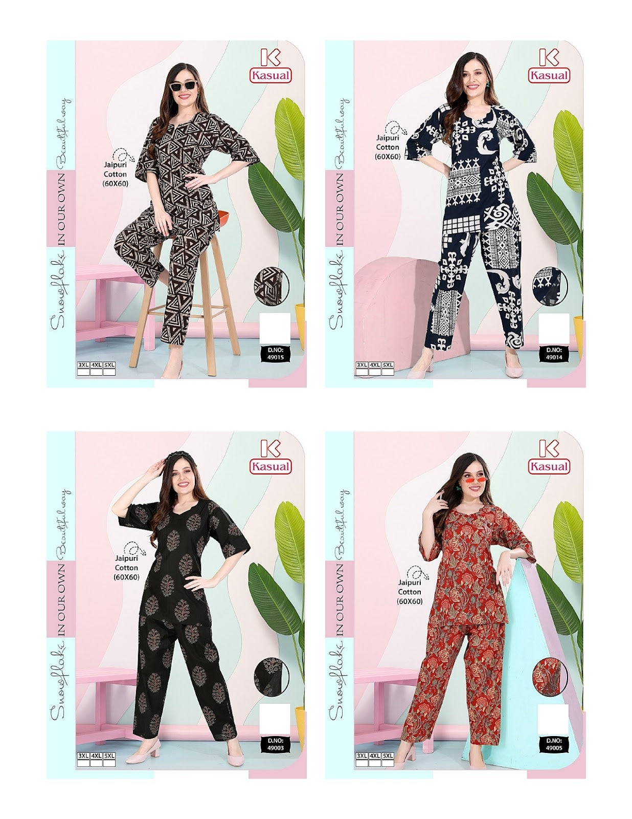 Design 49001-49015 Kasual Cotton Co Ord Set Supplier India