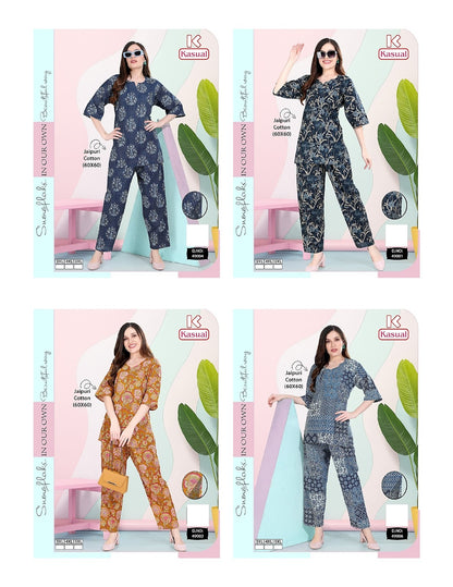 Design 49001-49015 Kasual Cotton Co Ord Set Supplier India