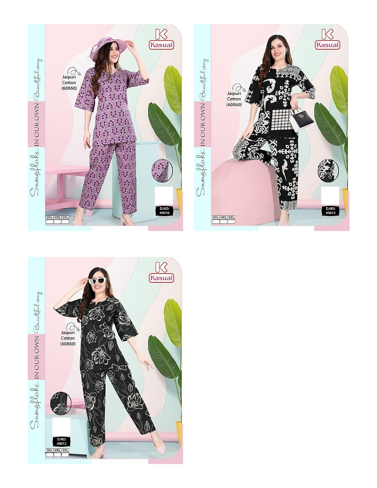 Design 49001-49015 Kasual Cotton Co Ord Set Supplier India