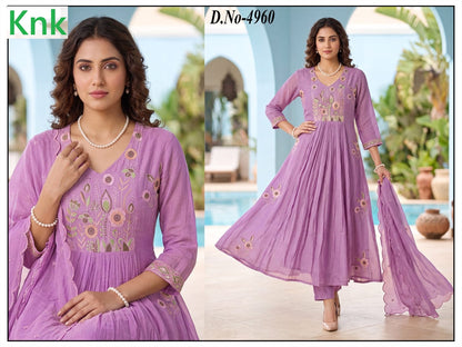 Design 4960 Knk Chanderi Readymade Anarkali Suits Supplier India
