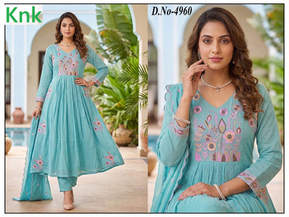 Design 4960 Knk Chanderi Readymade Anarkali Suits Supplier India