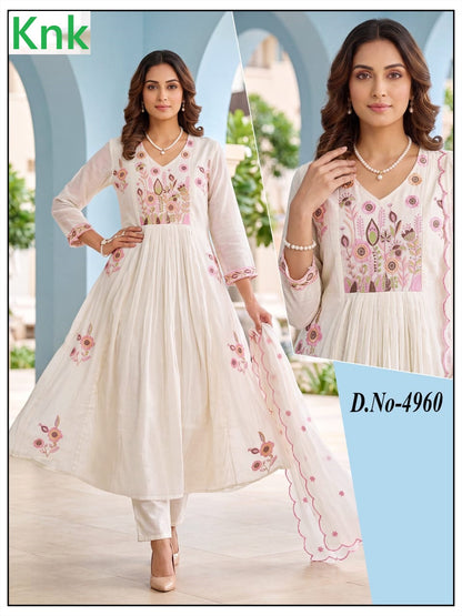 Design 4960 Knk Chanderi Readymade Anarkali Suits Supplier India