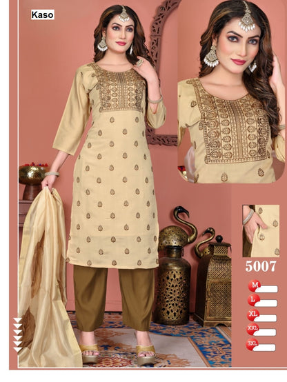 Design 5001-5008 Kaso Roman Silk Readymade Pant Style Suits Wholesale