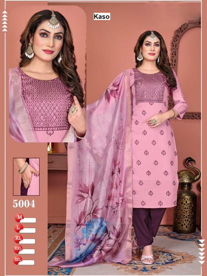 Design 5001-5008 Kaso Roman Silk Readymade Pant Style Suits Wholesale