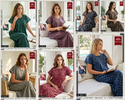 Design 5001-5019 Shivani Cotton Night Gowns Wholesaler Gujarat