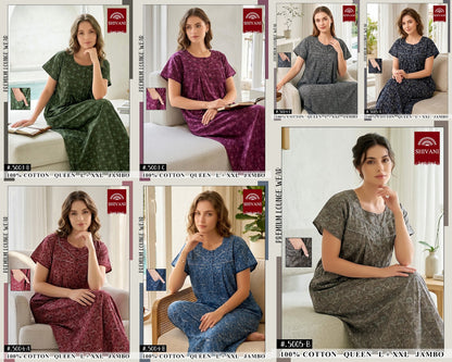 Design 5001-5019 Shivani Cotton Night Gowns Wholesaler Gujarat