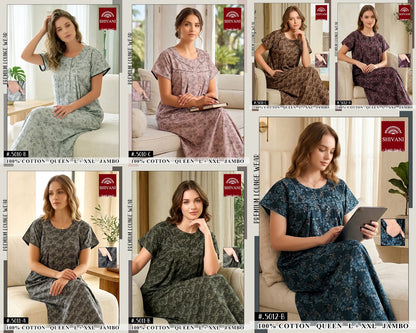 Design 5001-5019 Shivani Cotton Night Gowns Wholesaler Gujarat