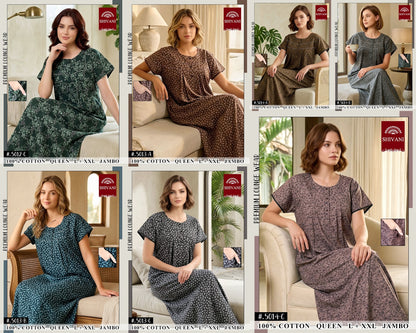 Design 5001-5019 Shivani Cotton Night Gowns Wholesaler Gujarat
