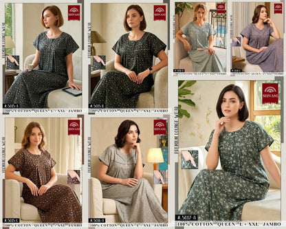 Design 5001-5019 Shivani Cotton Night Gowns Wholesaler Gujarat