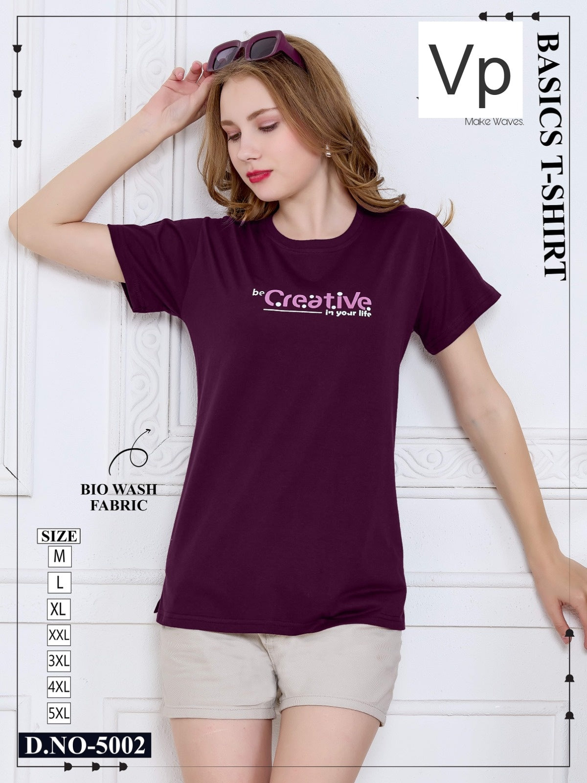 Design 5002 030126 Vp Biowash Women Tshirt Exporter Ahmedabad