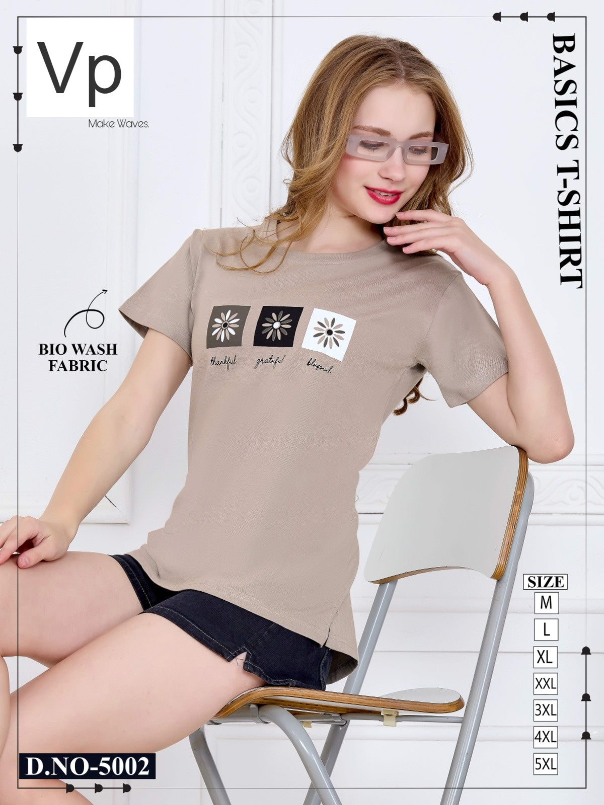 Design 5002 030126 Vp Biowash Women Tshirt Exporter Ahmedabad