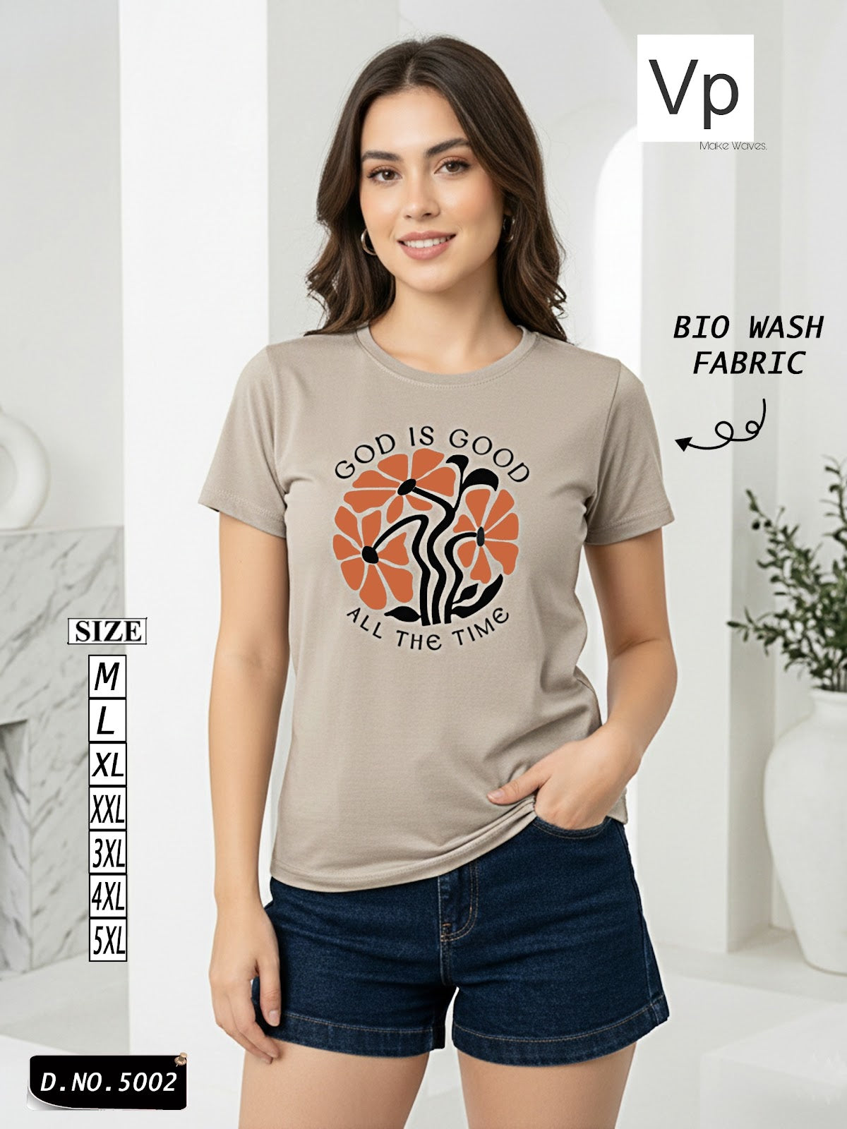 Design 5002 24Feb Vp Hosiery Cotton Women Tshirt Exporter