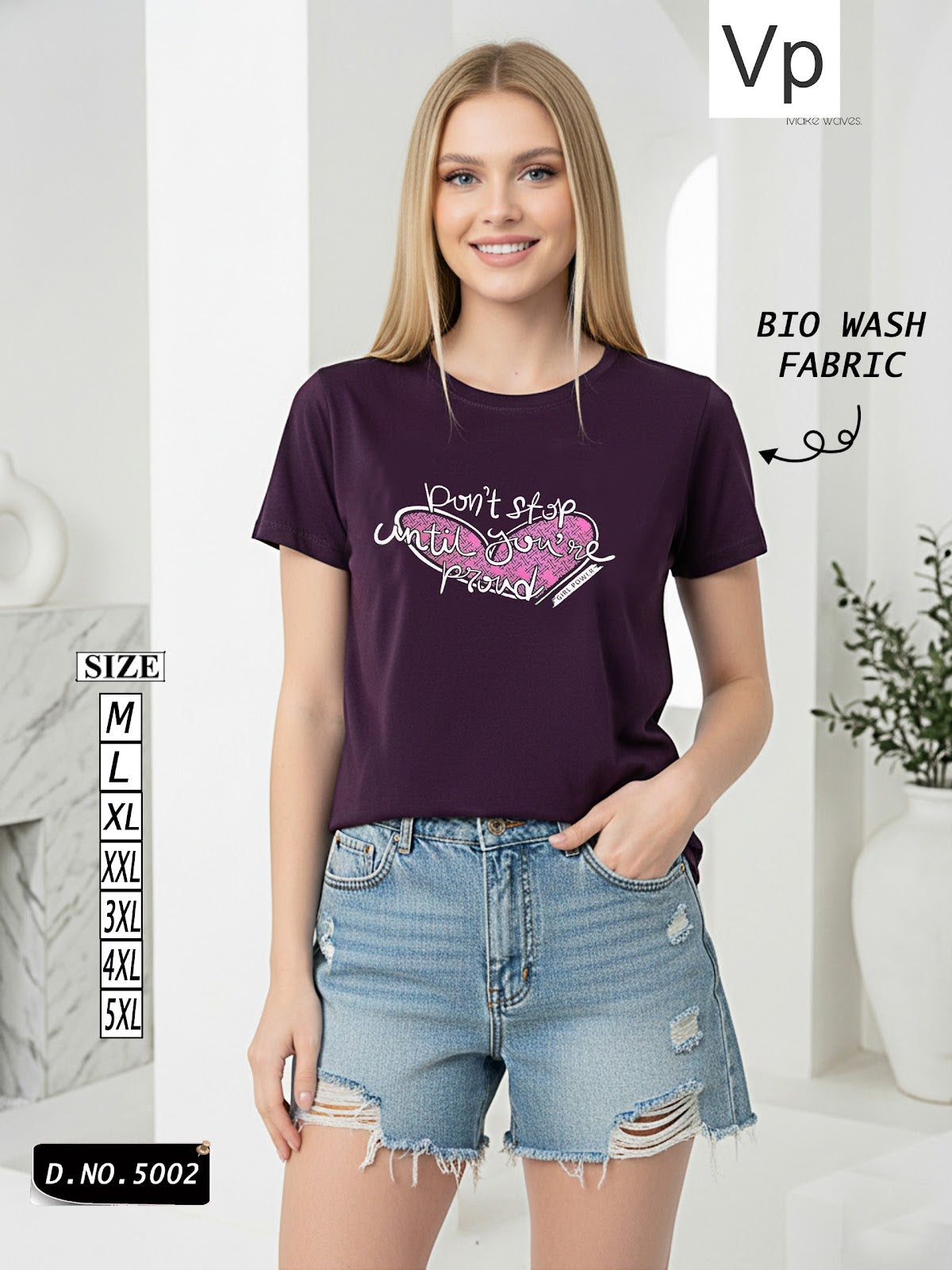Design 5002 24Feb Vp Hosiery Cotton Women Tshirt Exporter