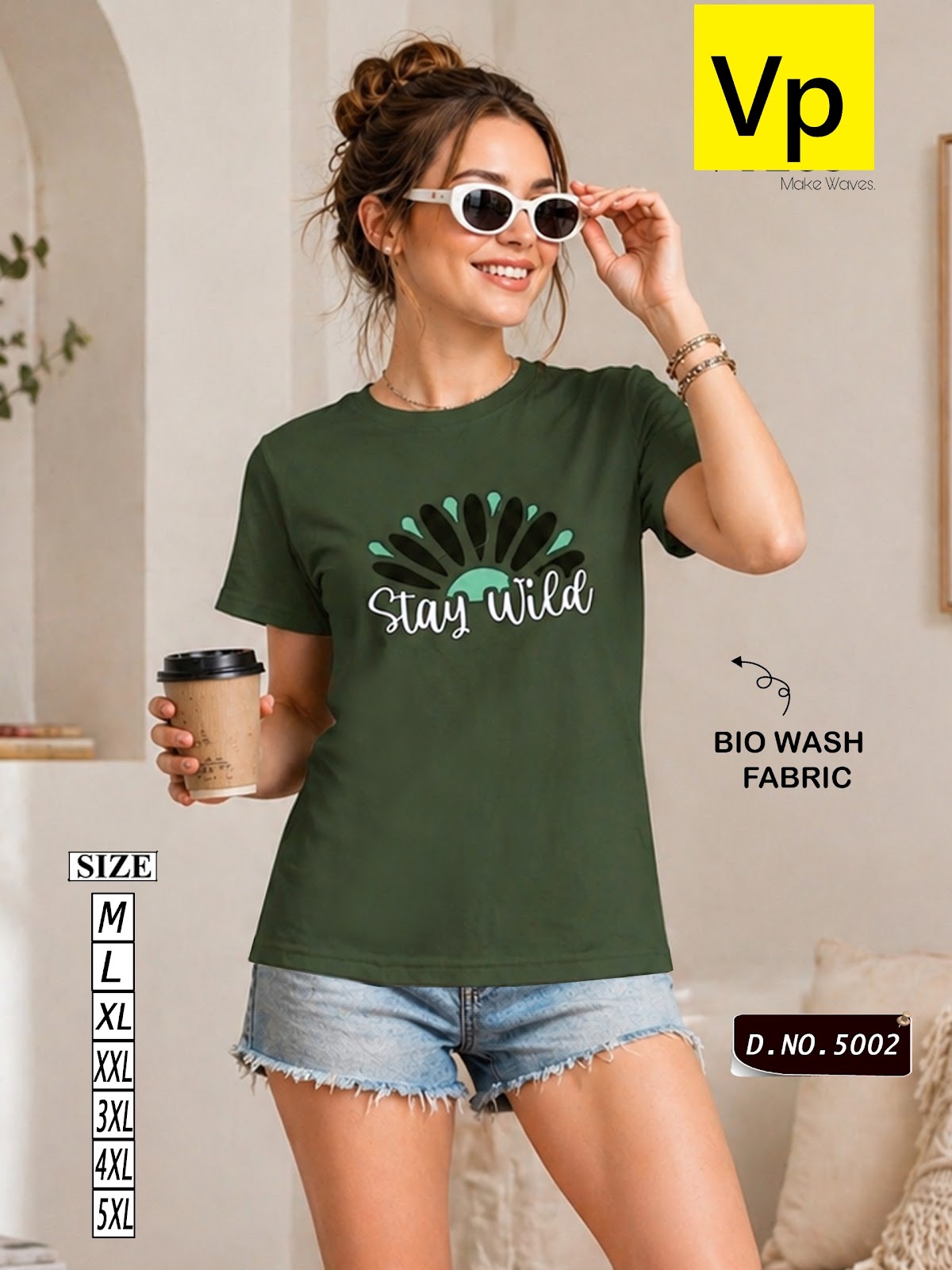 Design 5002 May15 Vp Cotton Biowashed Women Tshirt Supplier India