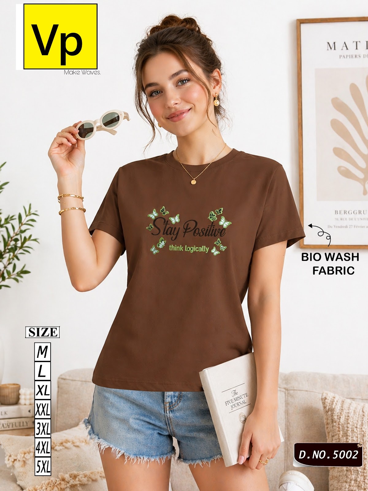 Design 5002 May15 Vp Cotton Biowashed Women Tshirt Supplier India