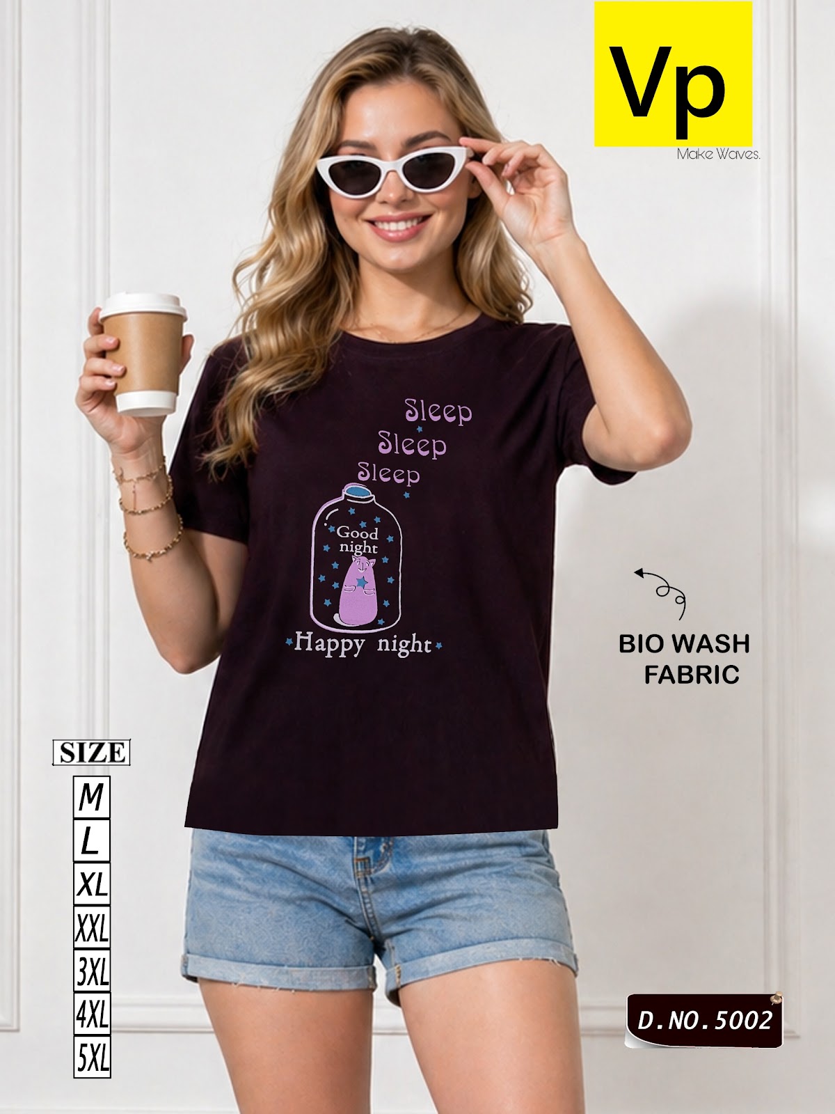 Design 5002 May15 Vp Cotton Biowashed Women Tshirt Supplier India