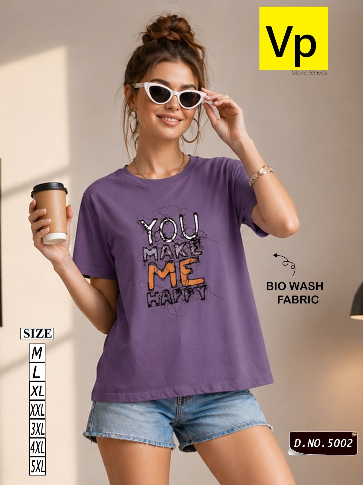 Design 5002 May15 Vp Cotton Biowashed Women Tshirt Supplier India