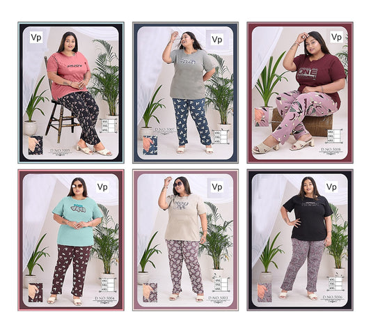 Design 5003-5008 Vp Cotton Pyjama Night Suits Supplier