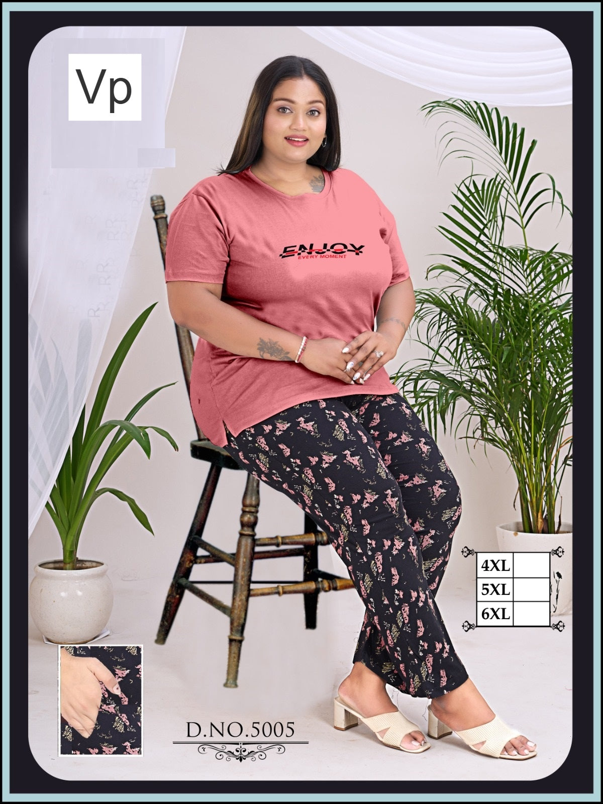 Design 5003-5008 Vp Cotton Pyjama Night Suits Supplier