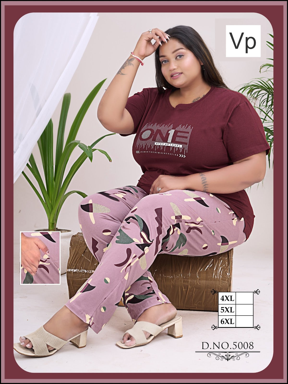 Design 5003-5008 Vp Cotton Pyjama Night Suits Supplier
