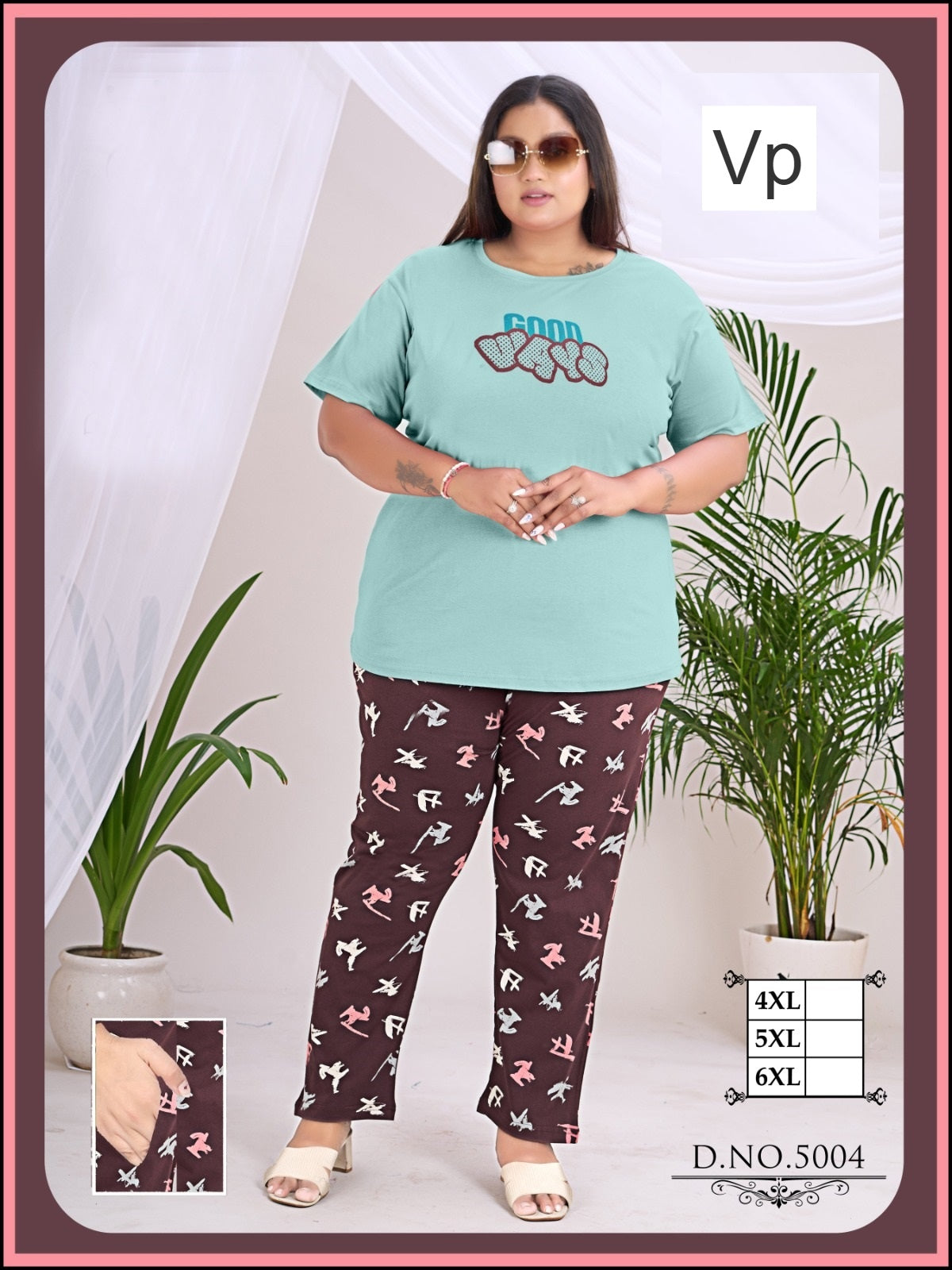 Design 5003-5008 Vp Cotton Pyjama Night Suits Supplier